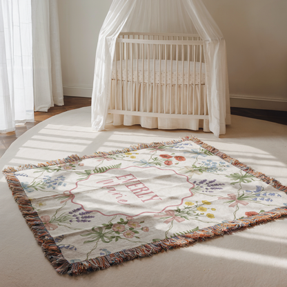 Personalized Floral Bow Baby Blanket